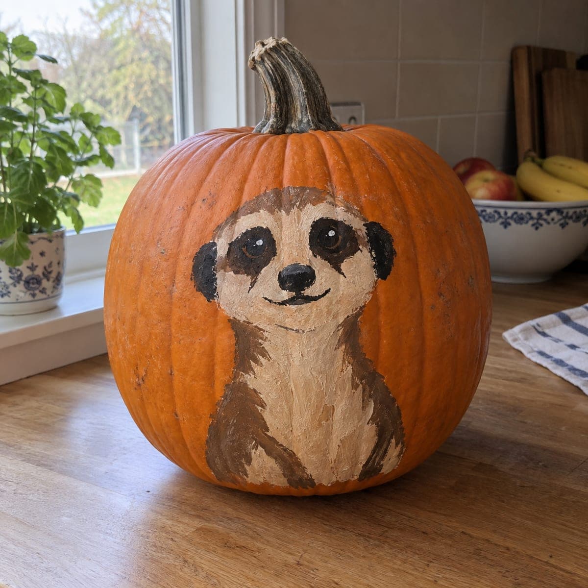Curious Meerkat Painted Pumpkin Idea