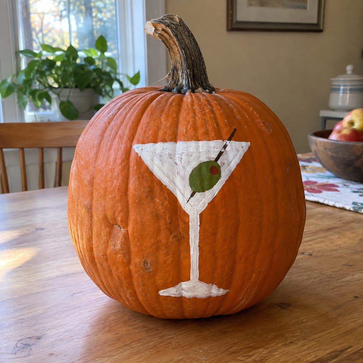 Martini Glass Painted Pumpkin for a Grown-Up Party