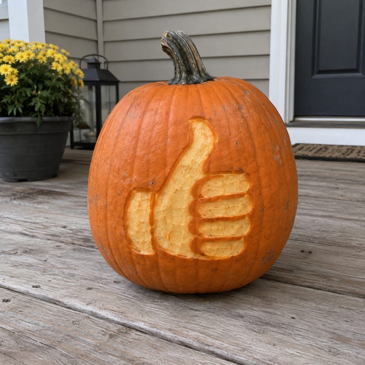 Plain Thumbs Up Relief pumpkin carving stencil