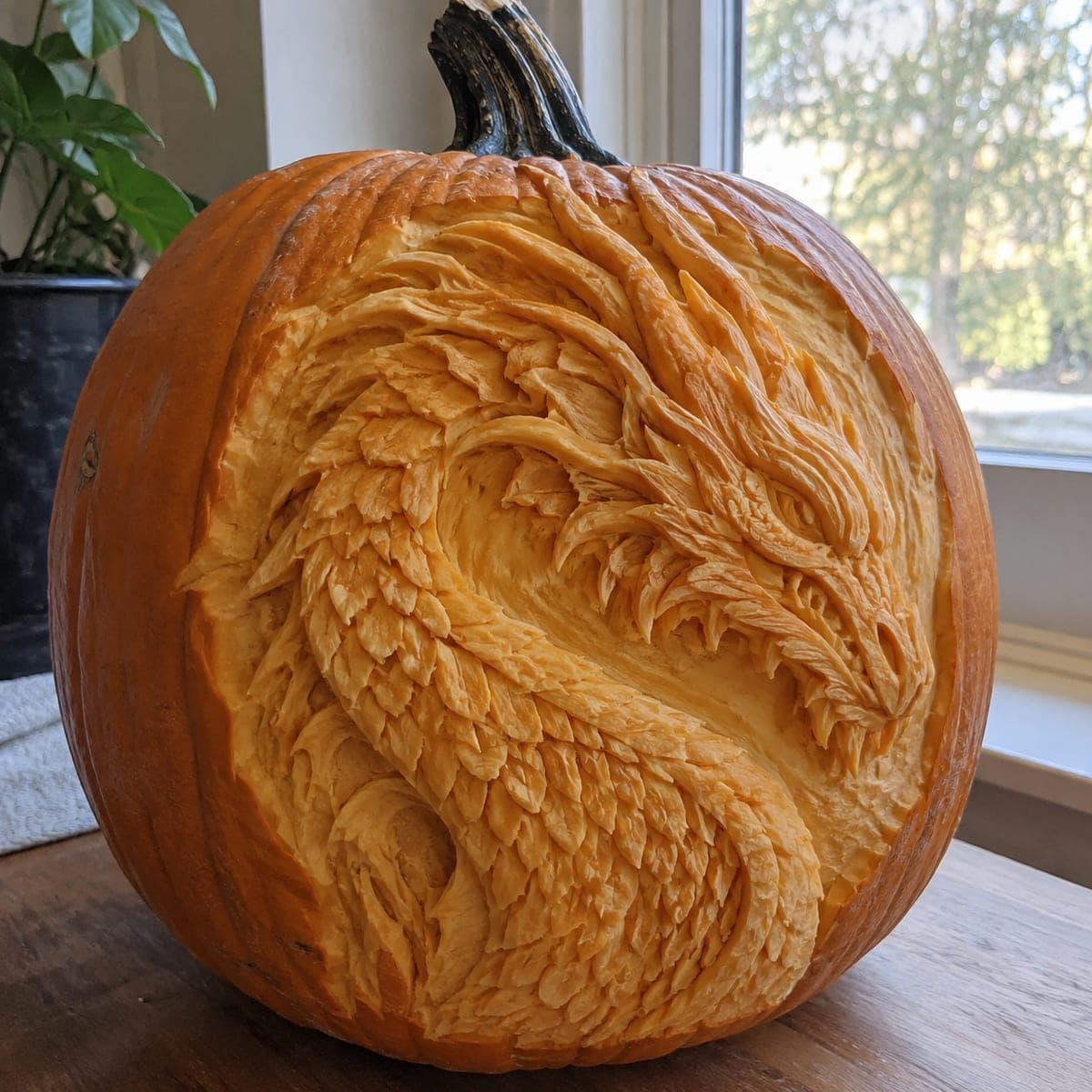 Sculpted Dragon Relief Pumpkin Masterpiece
