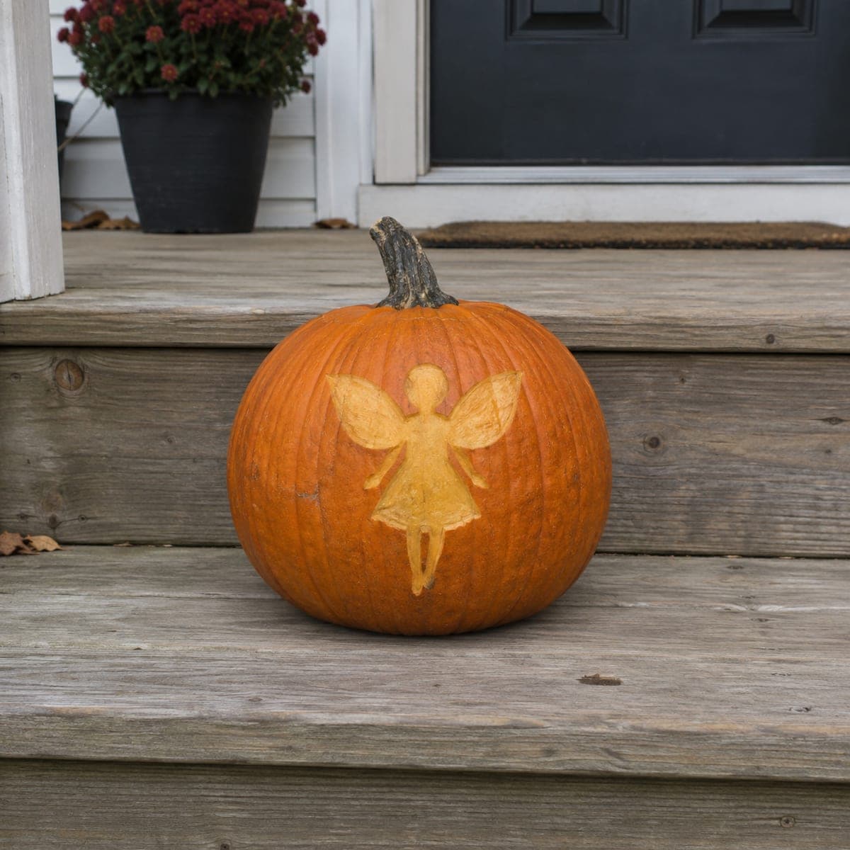 Whimsical Fairy Etched Pumpkin for the Front Steps