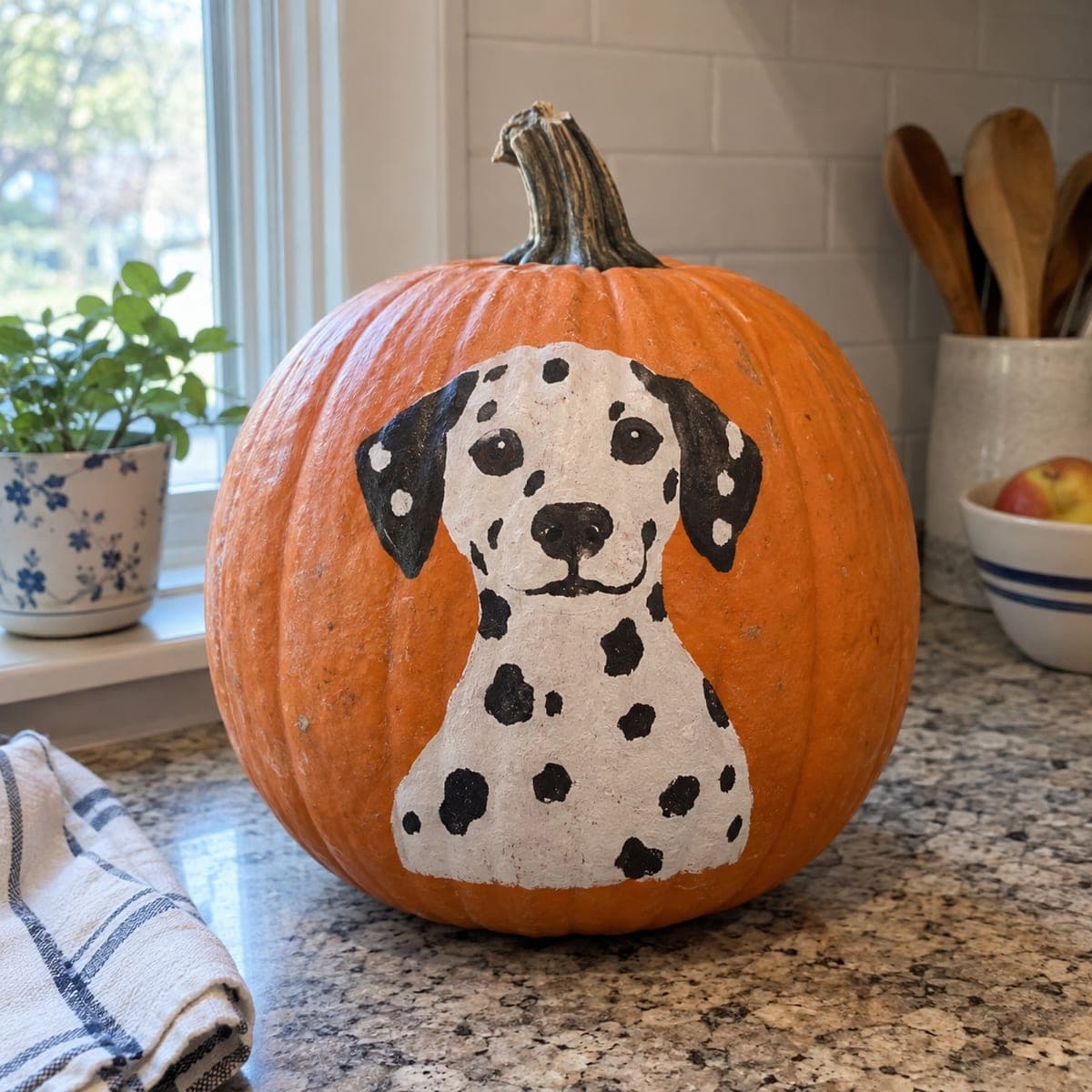 Dalmatian Puppy Painted Pumpkin Portrait
