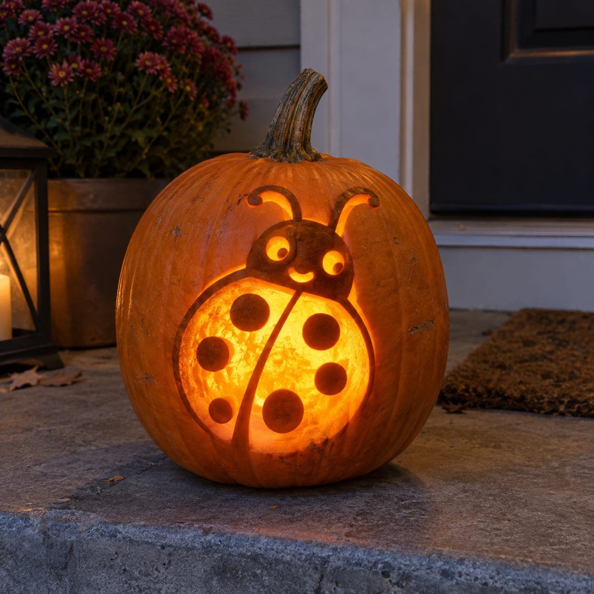 Ladybug Jack-O-Lantern With Glowing Spotted Wings