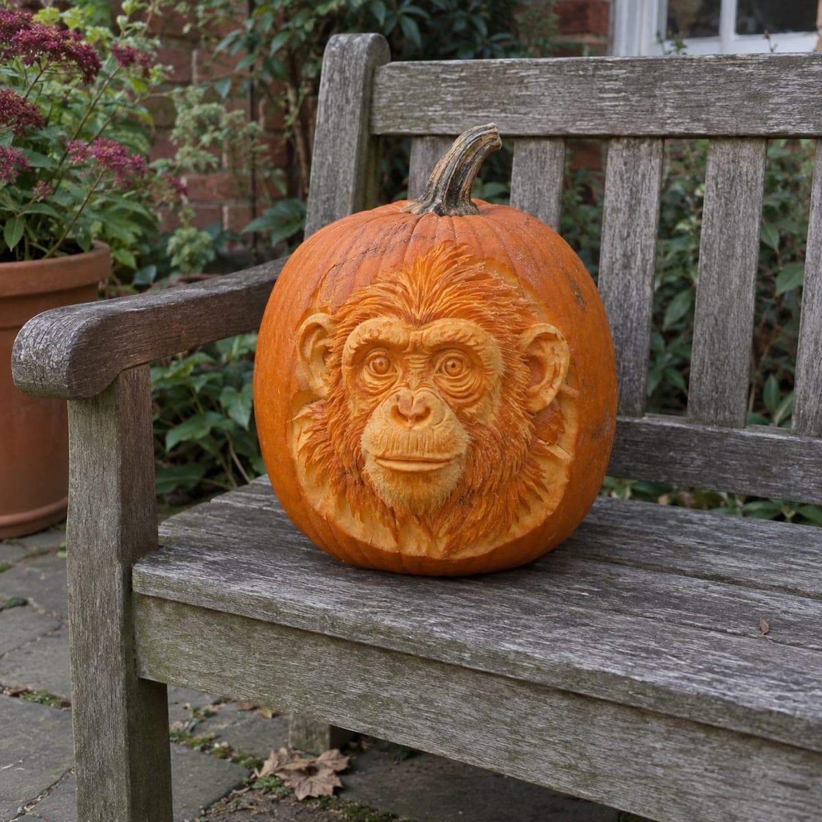 Sculpted Chimpanzee Face 3D Pumpkin Carving