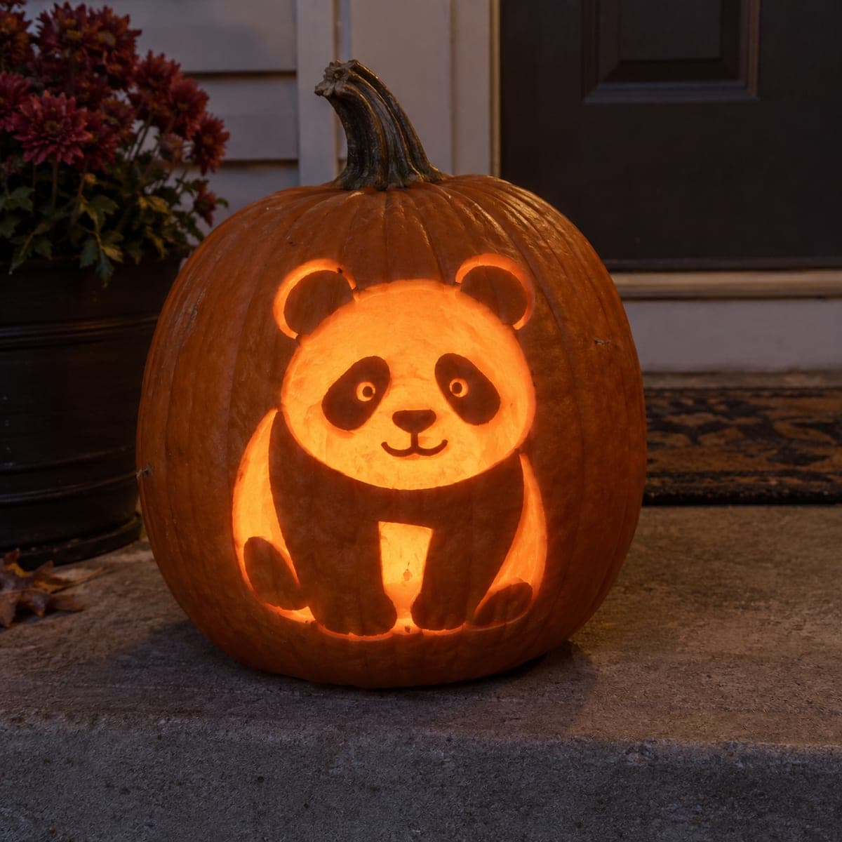 Smiling Panda Bear Jack-O-Lantern Cutout