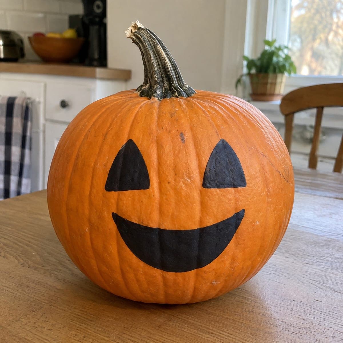 Classic Painted Jack-O-Lantern Face Without Carving