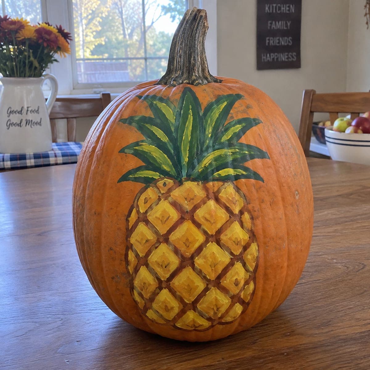 Tropical Pineapple Painted No-Carve Pumpkin