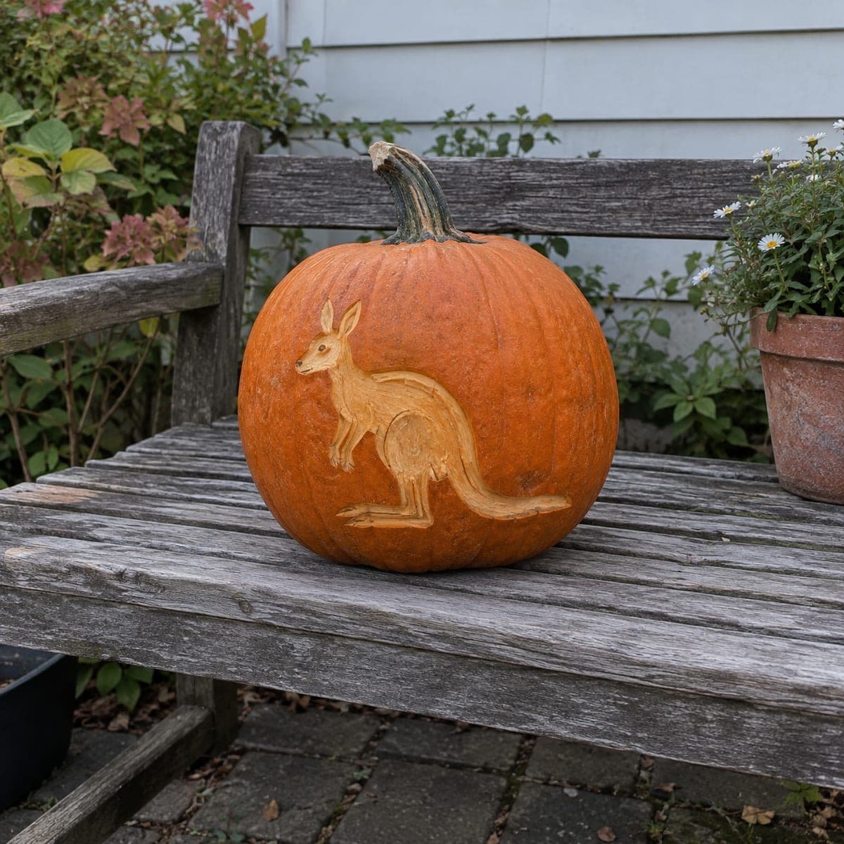 Outback Kangaroo Etched Pumpkin Design