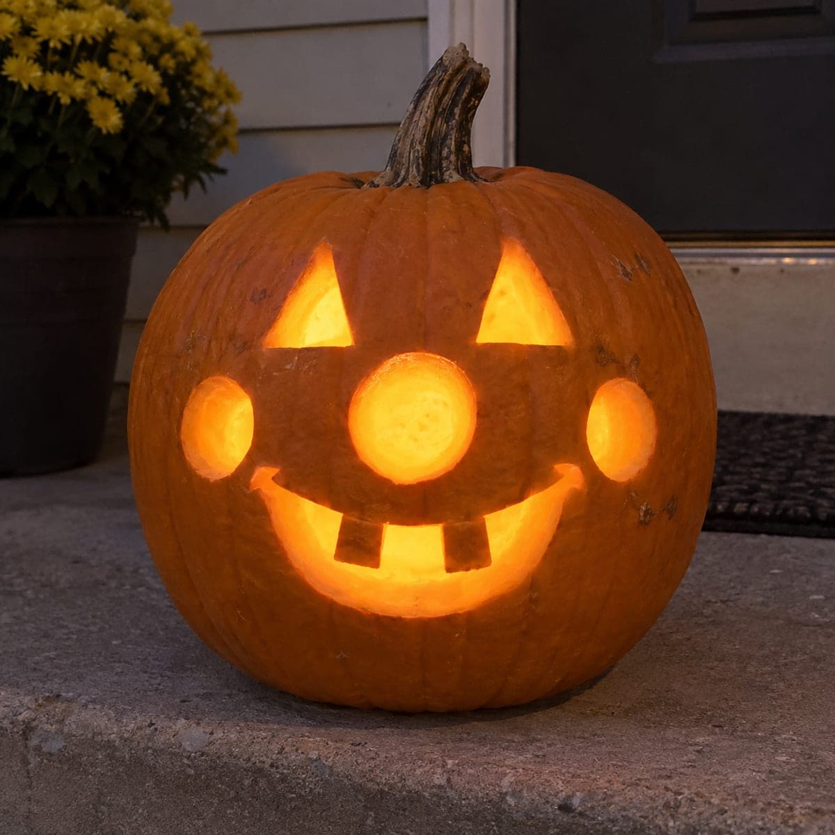 Silly Clown Smile Jack-O-Lantern With Buck Teeth