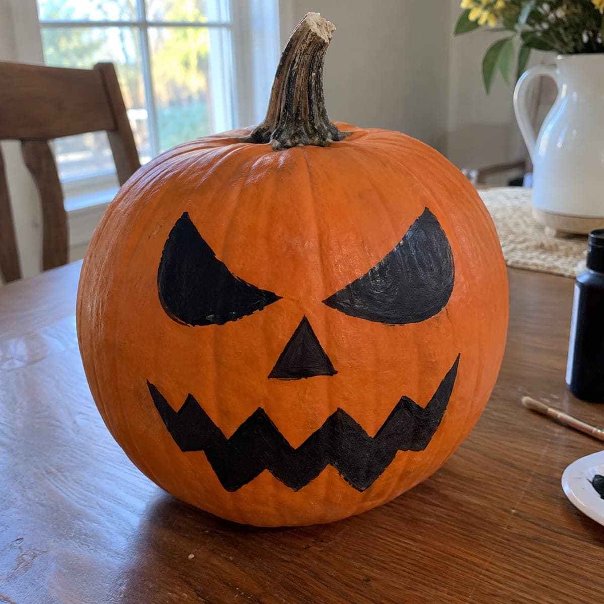 Evil Grin Painted Jack-O-Lantern Face