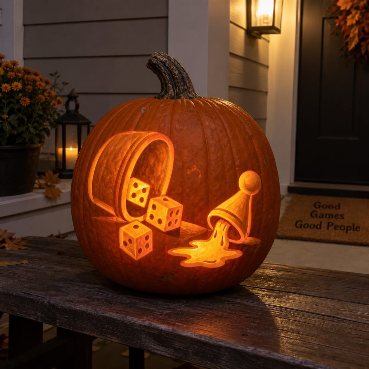 Game Night Dice and Pawn Pumpkin Carving