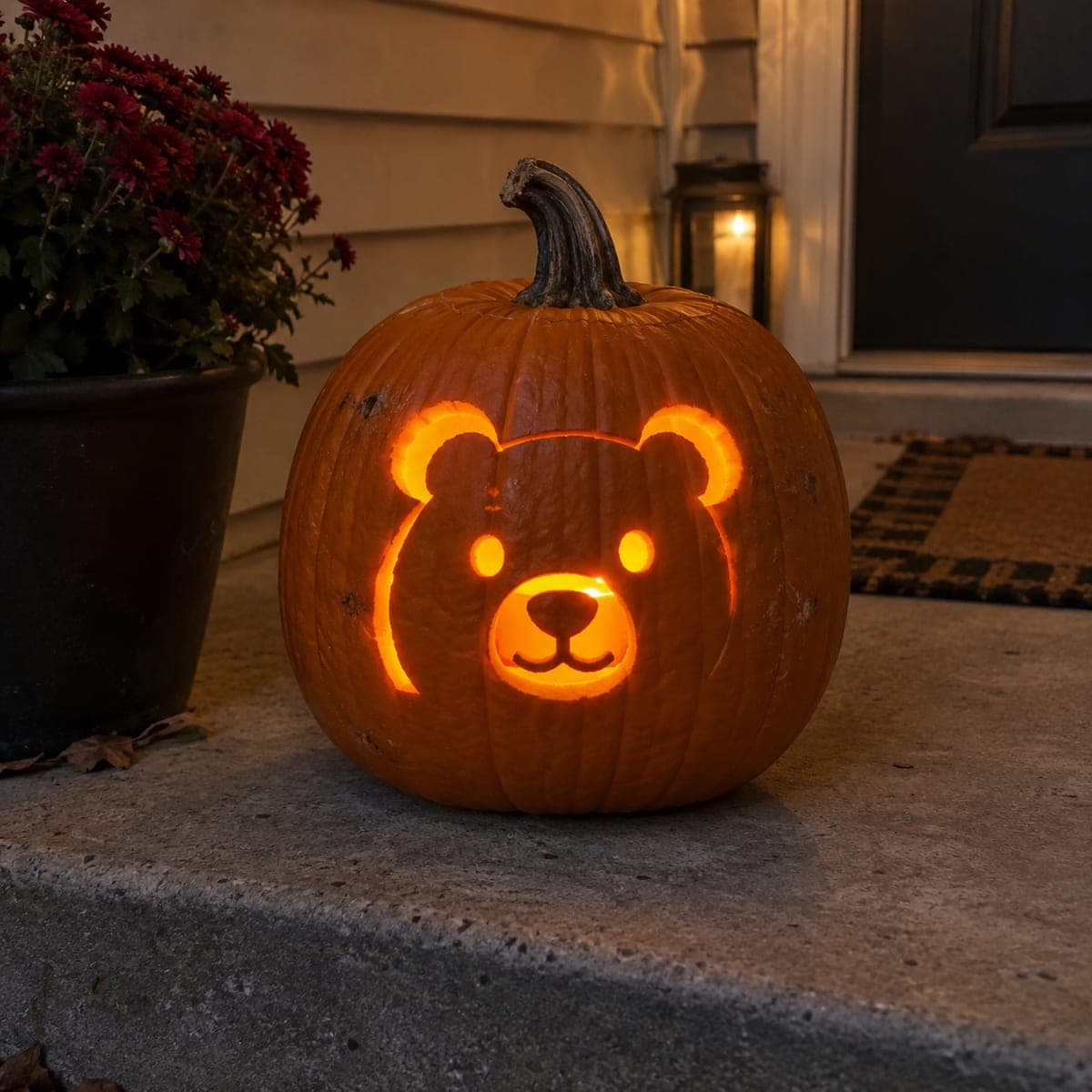 Cuddly Teddy Bear Face Jack-O-Lantern