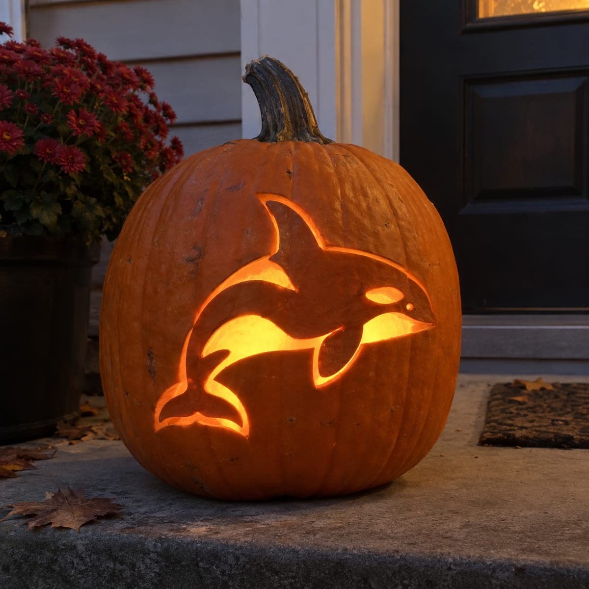 Leaping Orca Whale Jack-O-Lantern