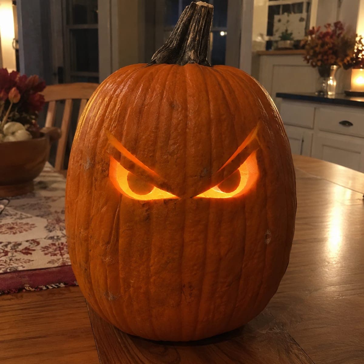 Angry Glowing Eyes Minimalist Pumpkin Carving