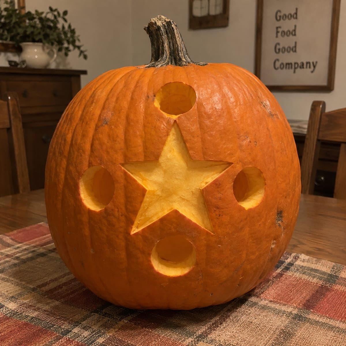 Simple Star and Polka Dot Pumpkin Carving