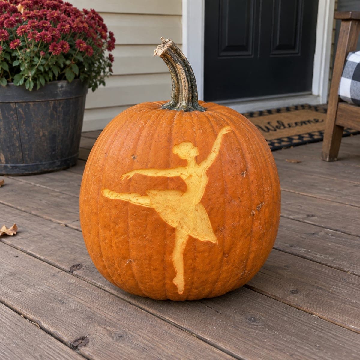 Graceful Ballerina Arabesque Pumpkin Carving