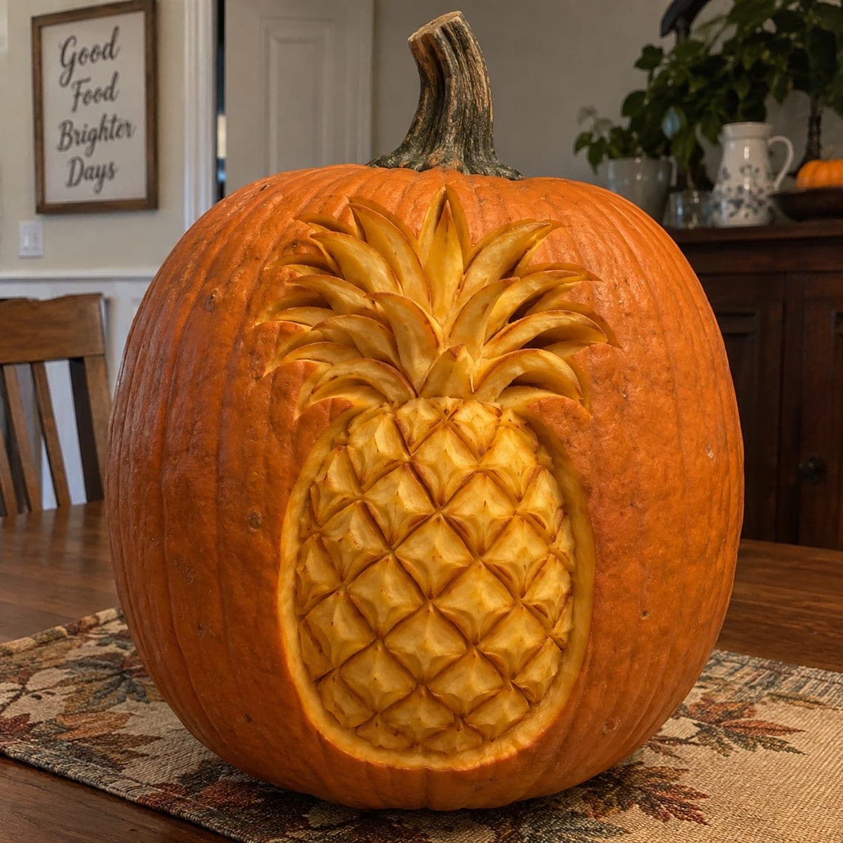 Sculpted Pineapple Pumpkin With Diamond Texture