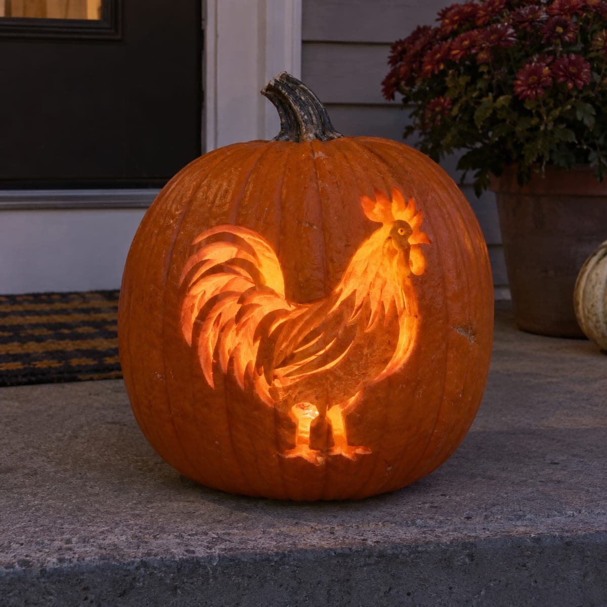 Proud Rooster Glowing Pumpkin Carving
