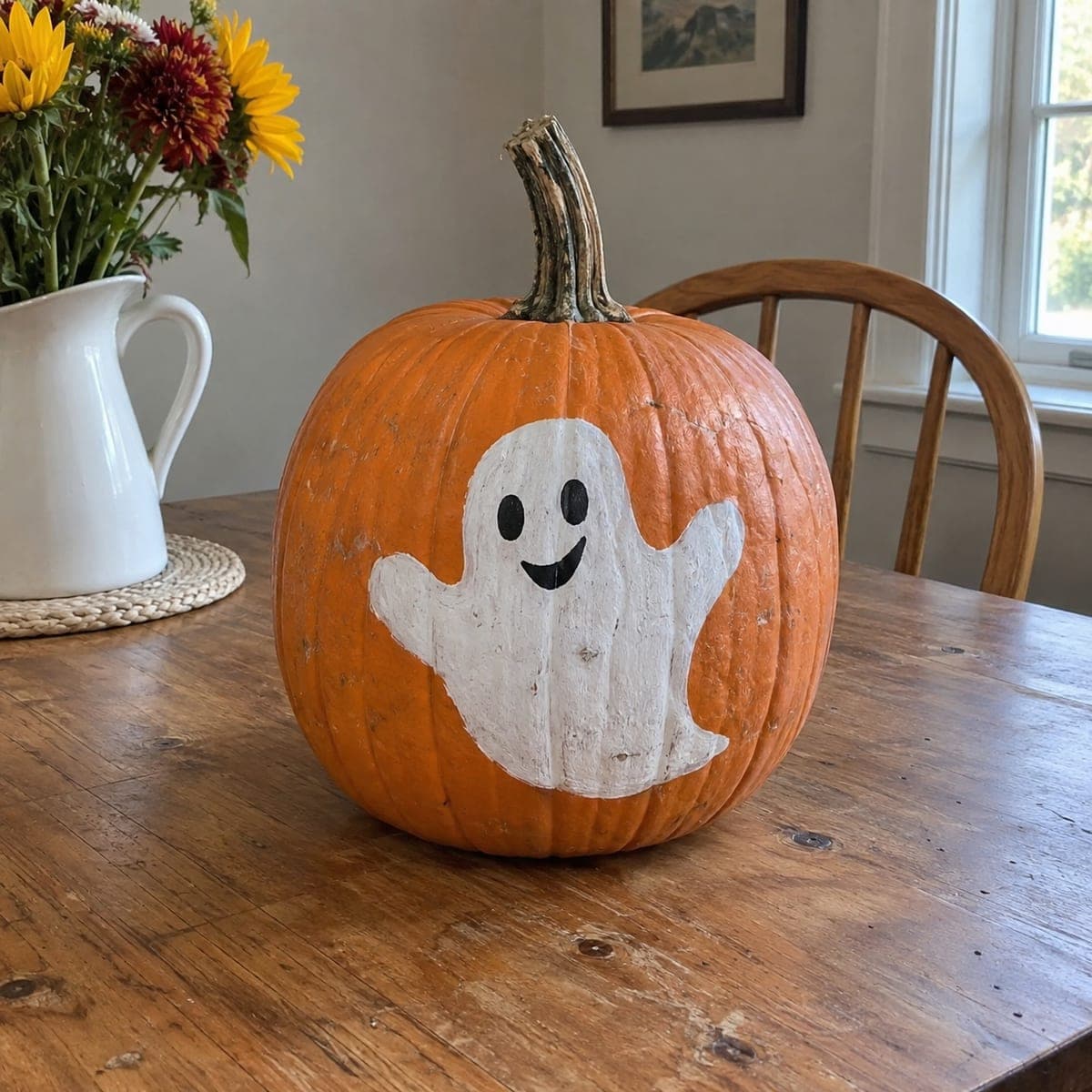 Friendly Ghost No-Carve Painted Pumpkin