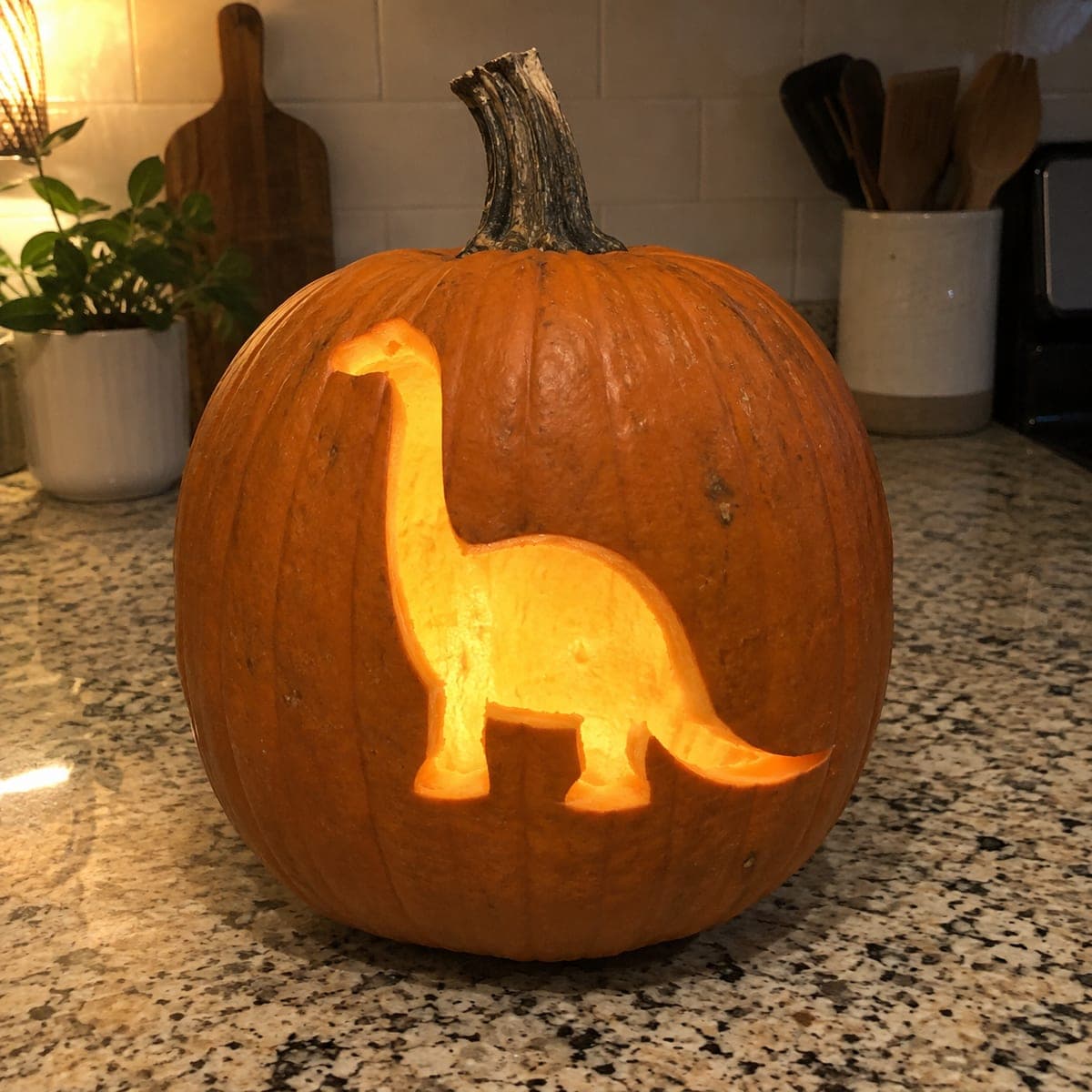 Friendly Brontosaurus Cutout Jack-O-Lantern