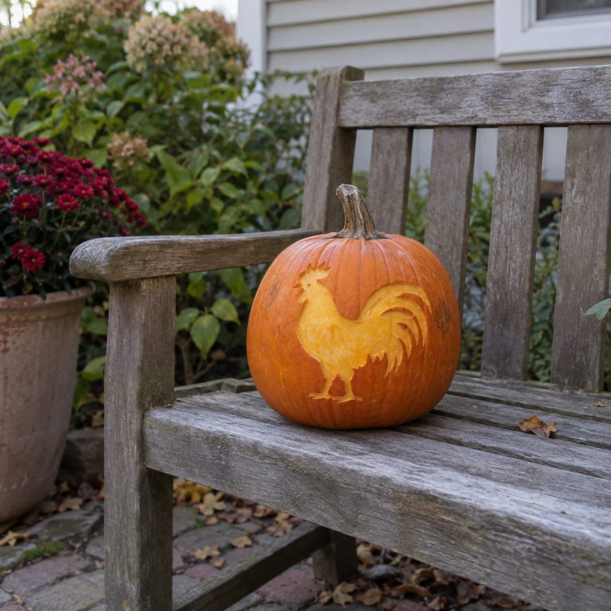 Crowing Rooster Farmhouse Pumpkin Carving