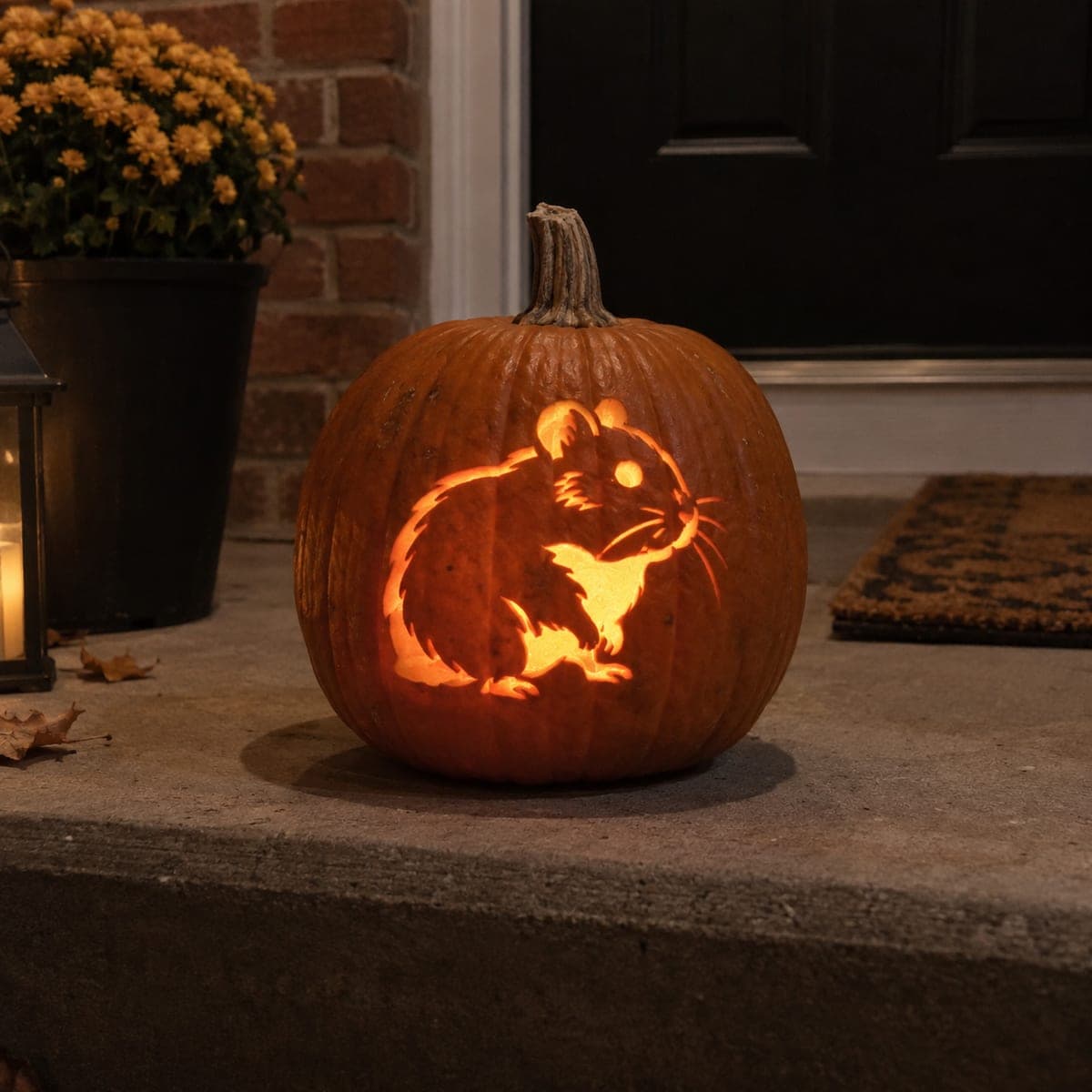 Sitting Mouse Glowing Pumpkin Carving