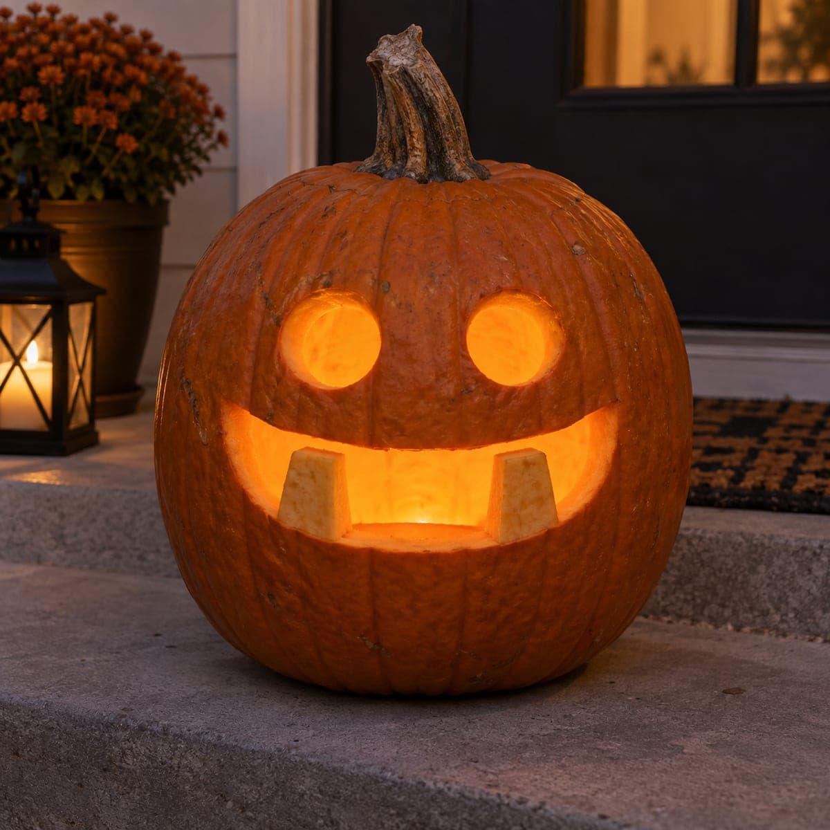 Buck-Toothed Smiley Jack-O-Lantern Face