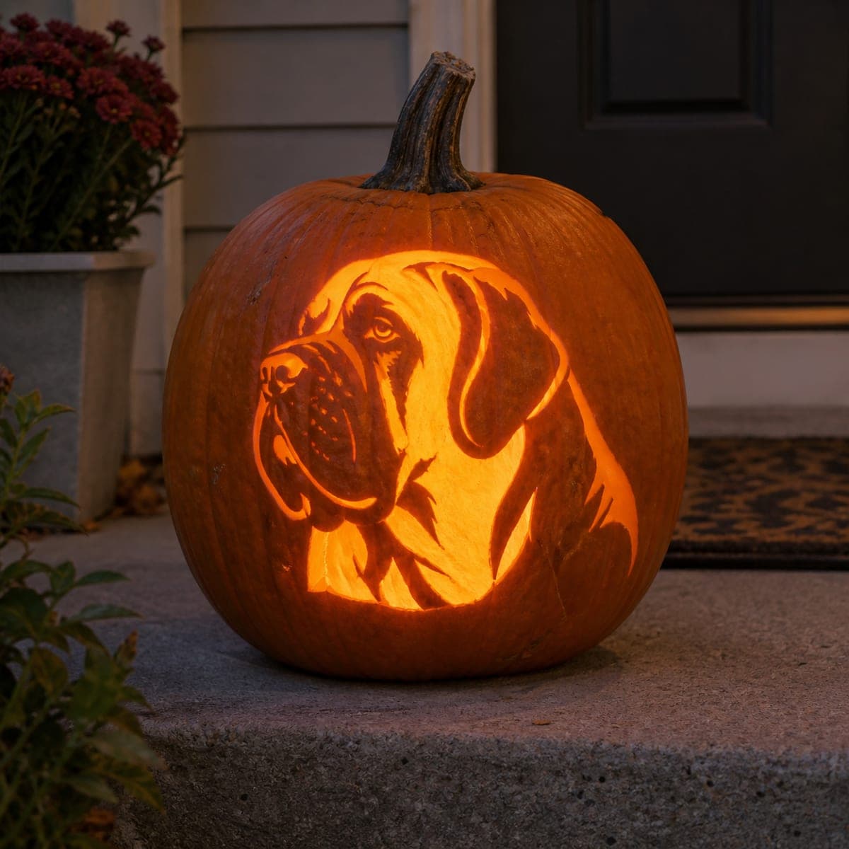 Droopy-Faced Mastiff Dog Pumpkin Carving