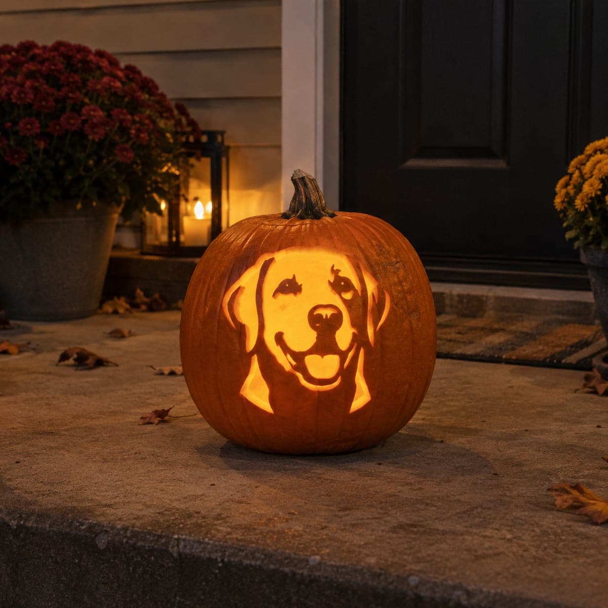 Happy Labrador Retriever Jack-O-Lantern Stencil Design