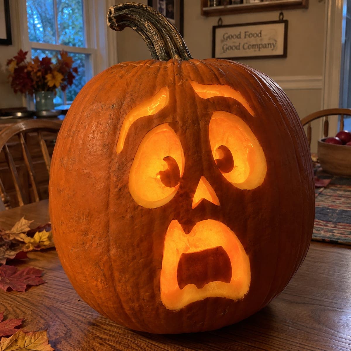 Worried Jack-O-Lantern Face With Droopy Eyes