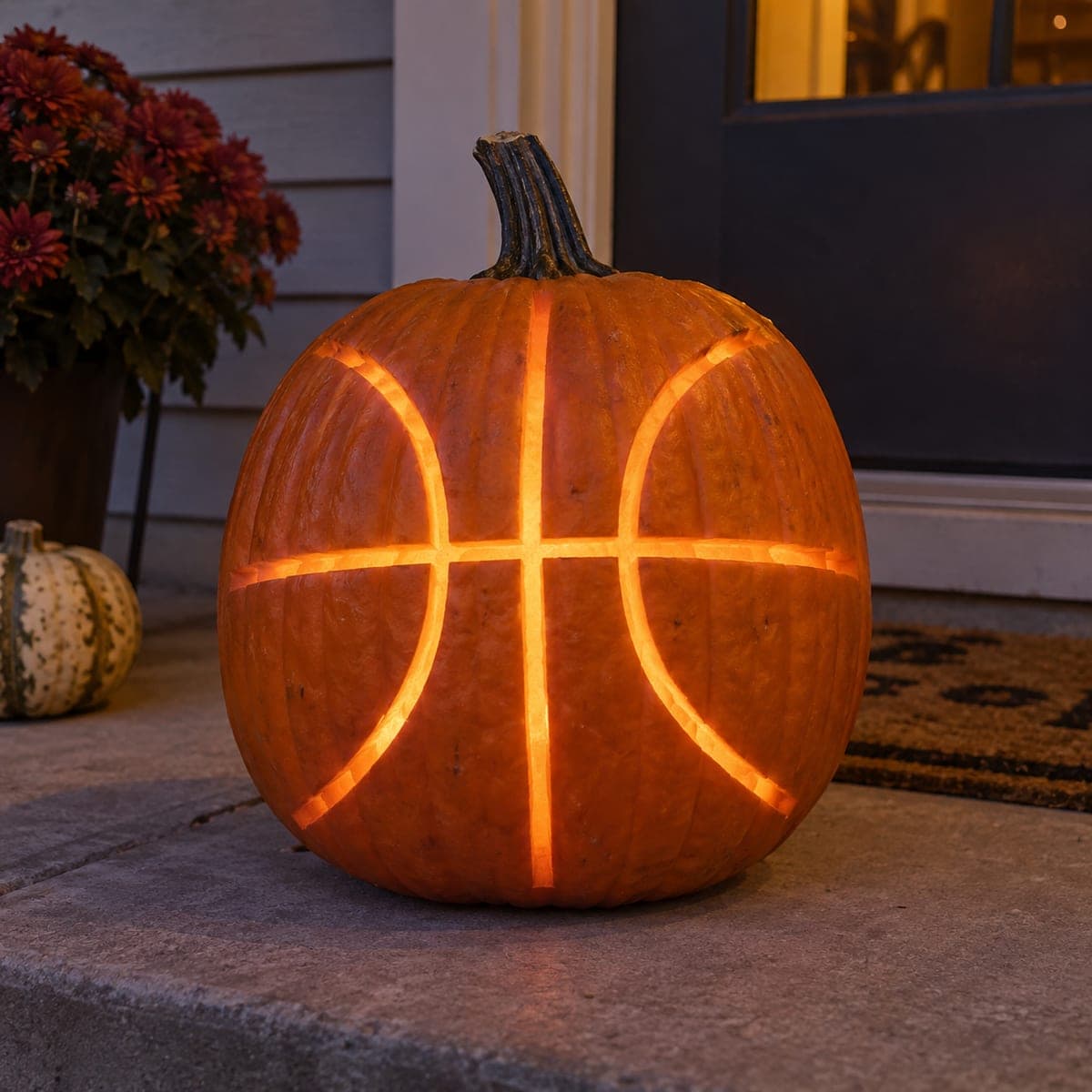 Basketball Jack-O-Lantern With Glowing Seam Lines