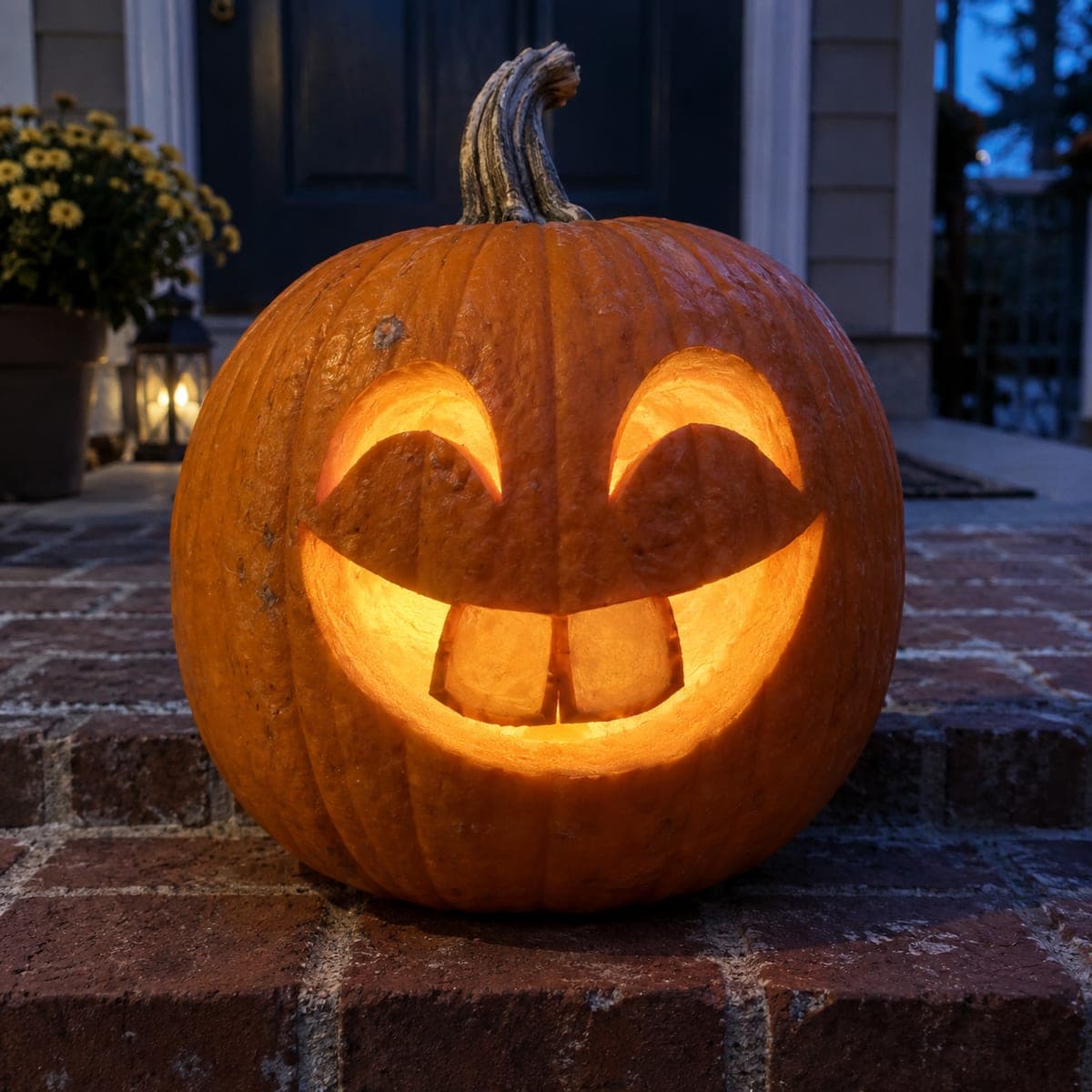 Goofy Buck-Toothed Smiling Jack-O-Lantern Face