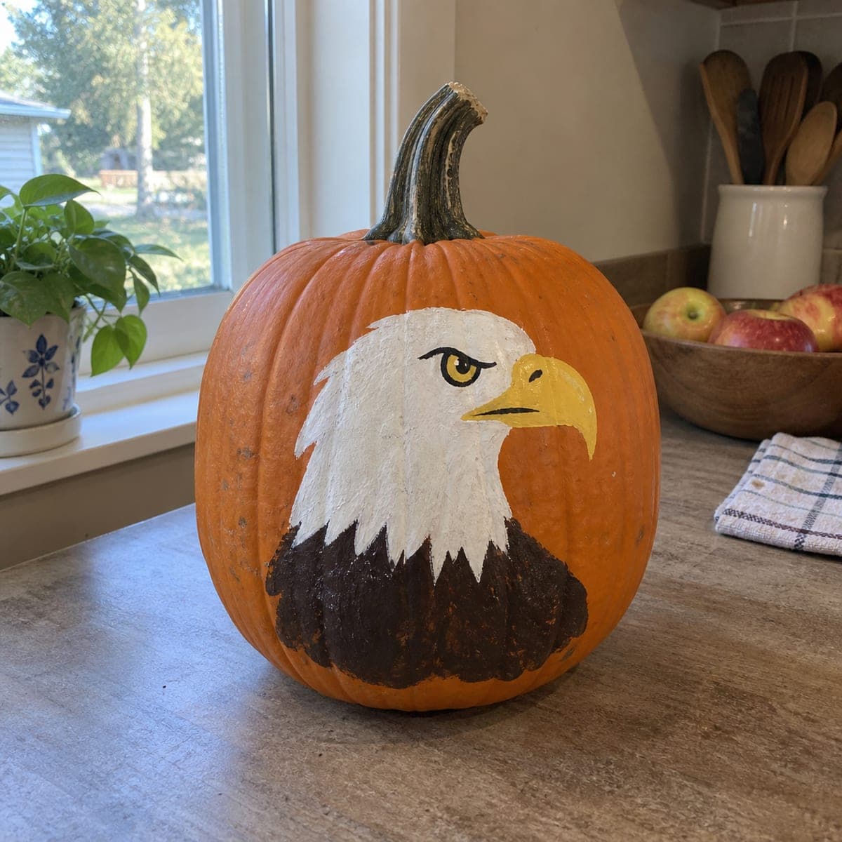 Patriotic Bald Eagle Painted Pumpkin Idea