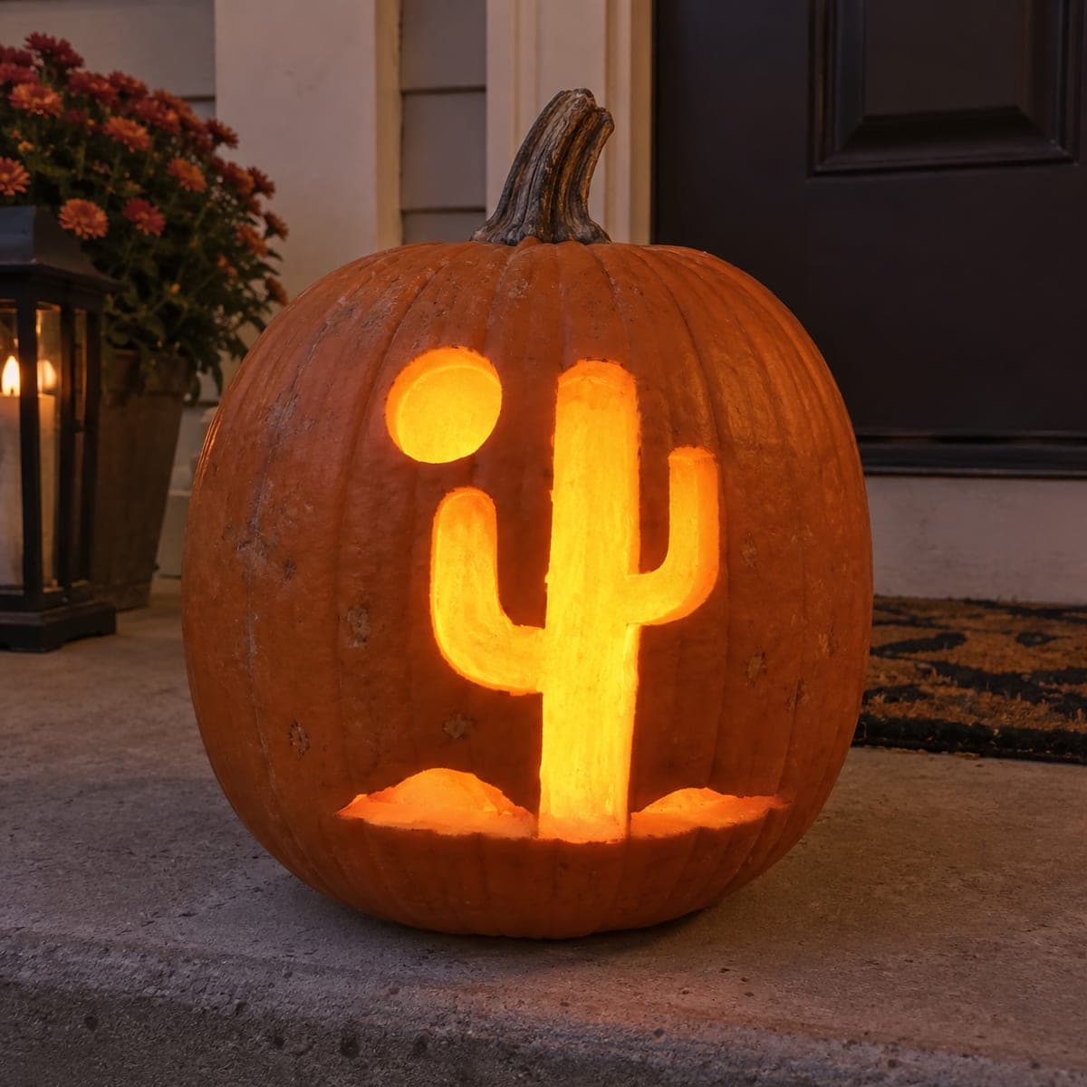 Desert Cactus and Sun Jack-O-Lantern Carving