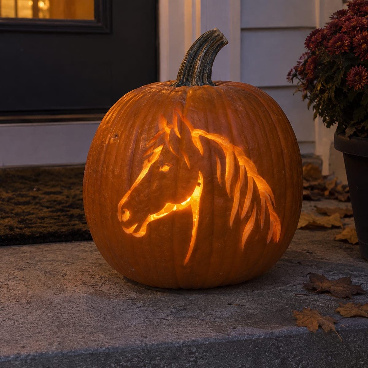 Flowing Mane Horse Head Pumpkin Carving