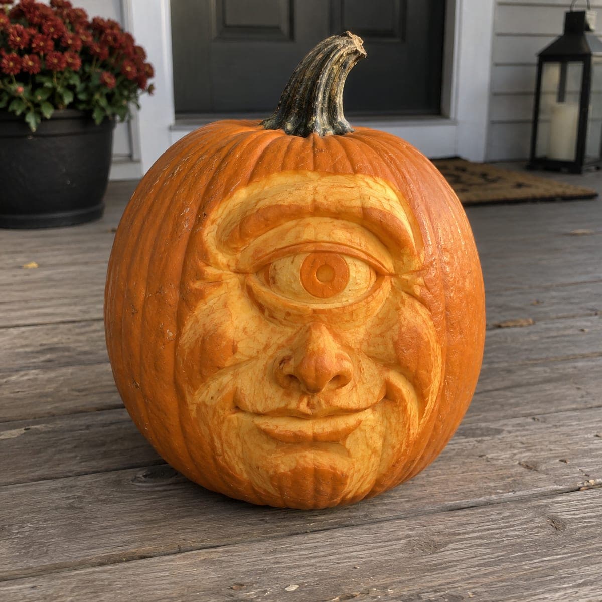Cyclops Troll Face Shaded Pumpkin Carving