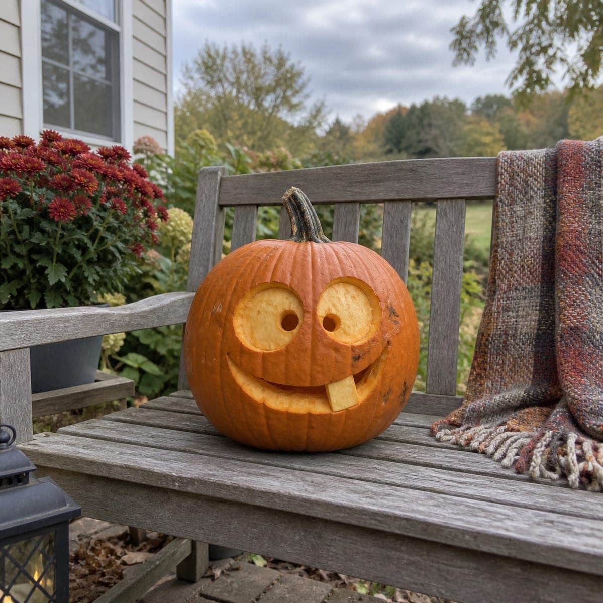 Bug-Eyed Goofy Cutout Jack-O-Lantern with Tooth