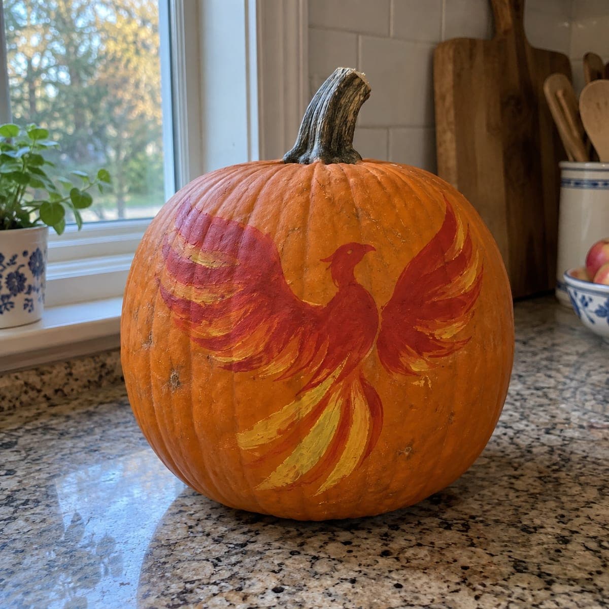 Phoenix Rising Painted No-Carve Pumpkin