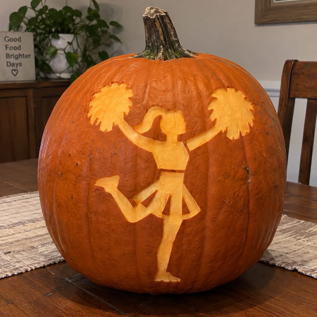 Cheerleader with Pom-Poms Cutout Pumpkin