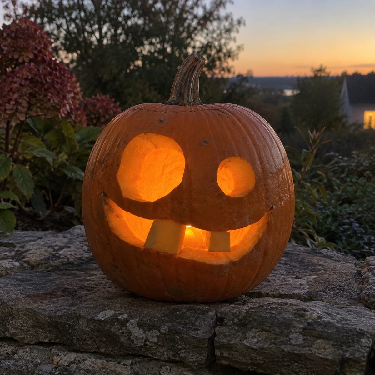 Classic Gappy Grin Jack-O-Lantern at Sunset