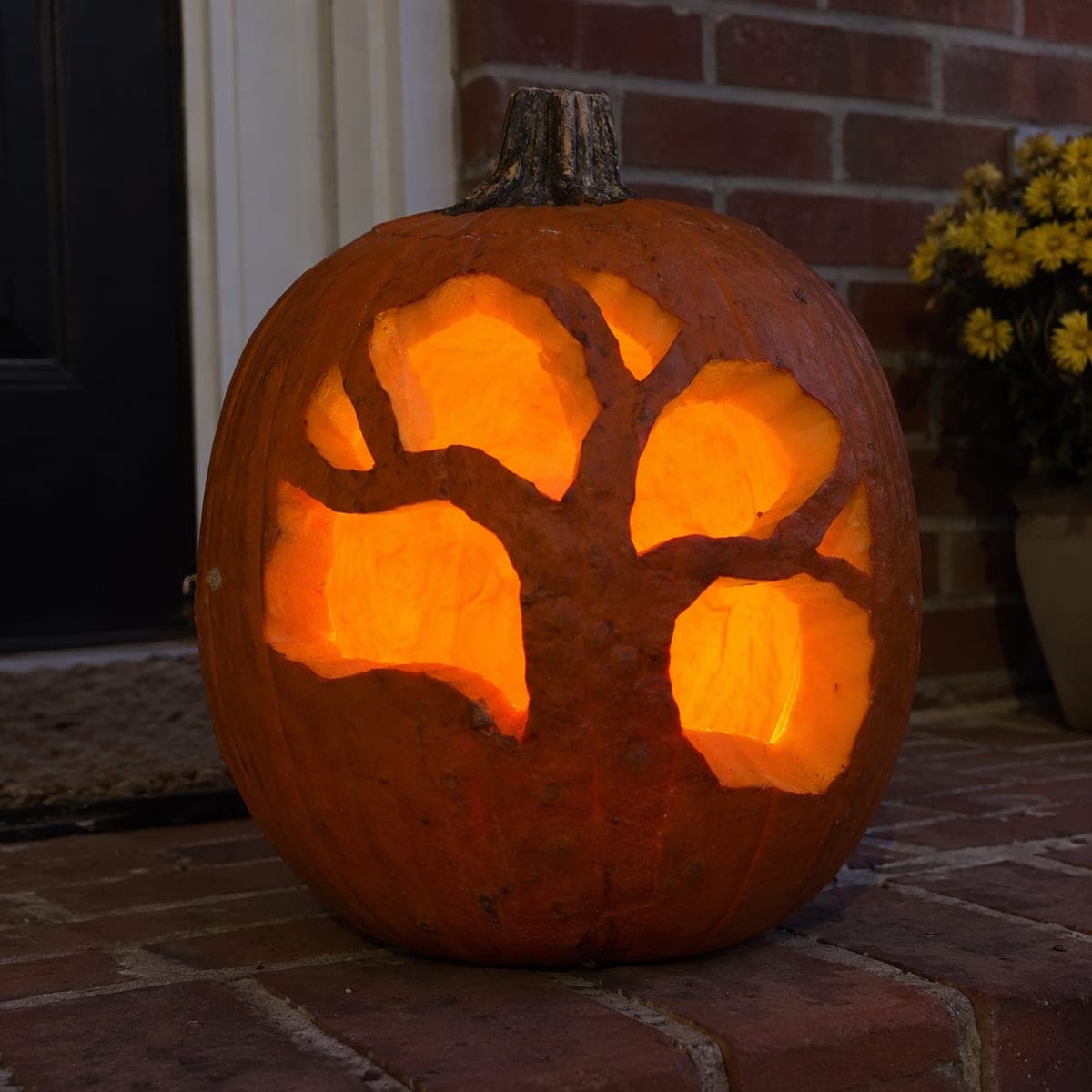 Bare Winter Tree Silhouette Pumpkin Carving