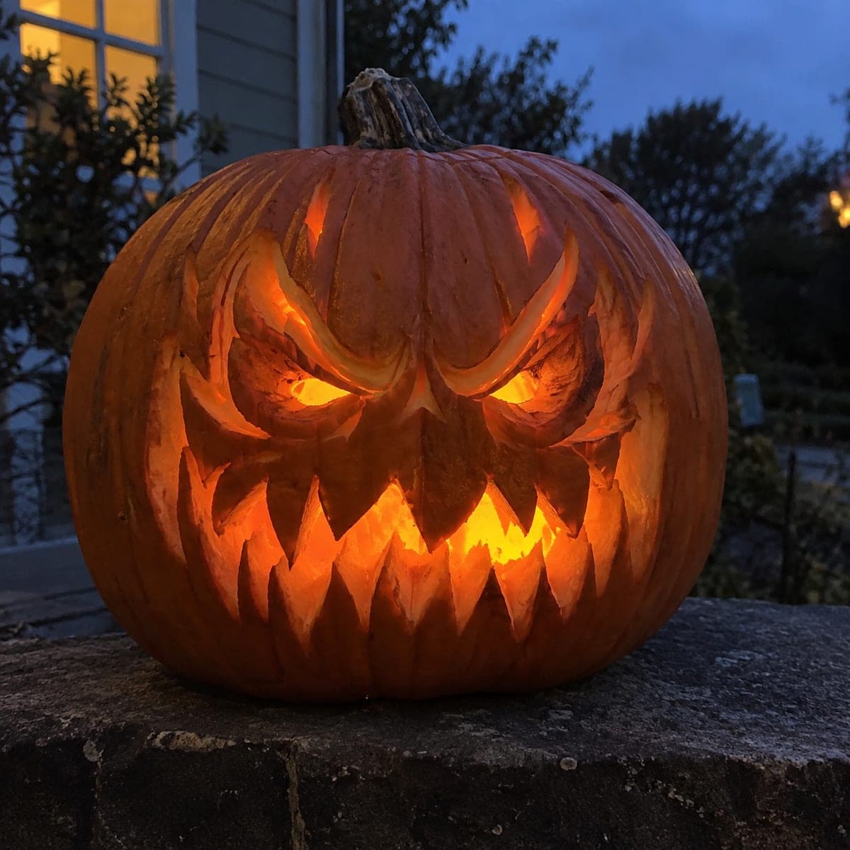 Menacing Snarling Jack-O-Lantern with Jagged Teeth