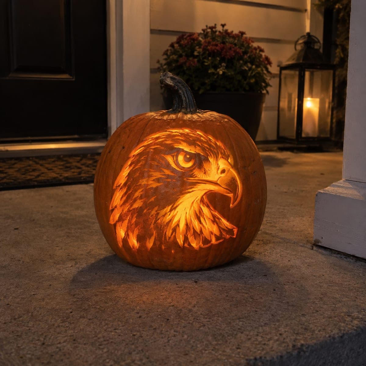 Fierce Bald Eagle Portrait Shaded Pumpkin Carving