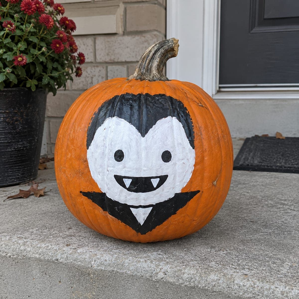 Cute Painted Dracula Vampire No-Carve Pumpkin