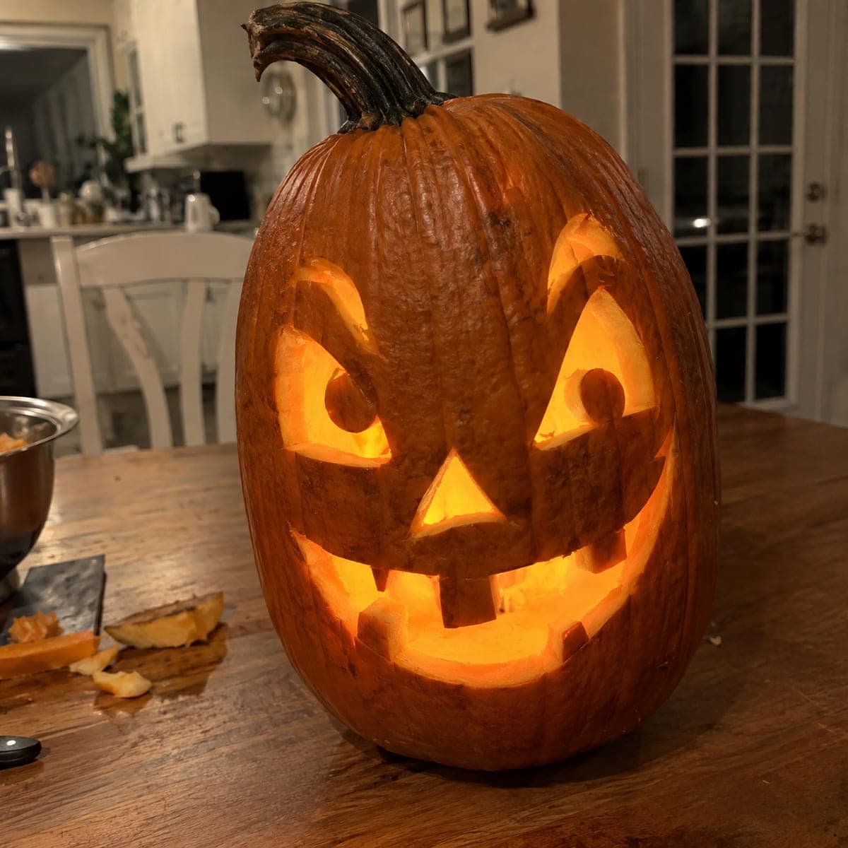Lopsided Goofy Jack-O-Lantern with Uneven Eyes