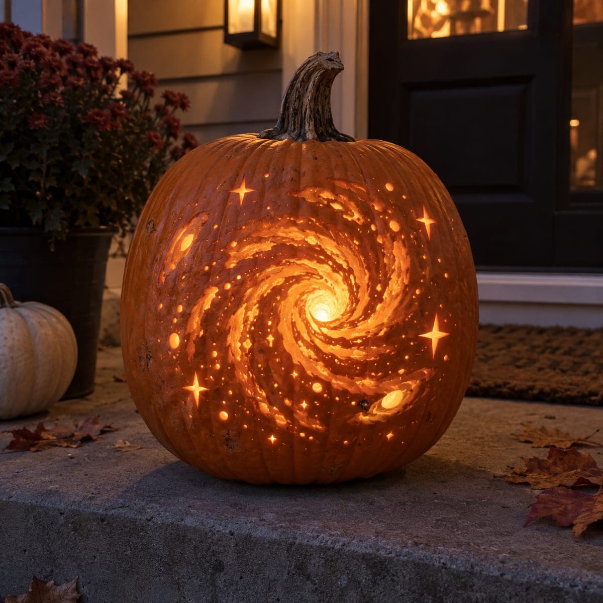 Spiral Galaxy Cutout Pumpkin with Stars and Dots