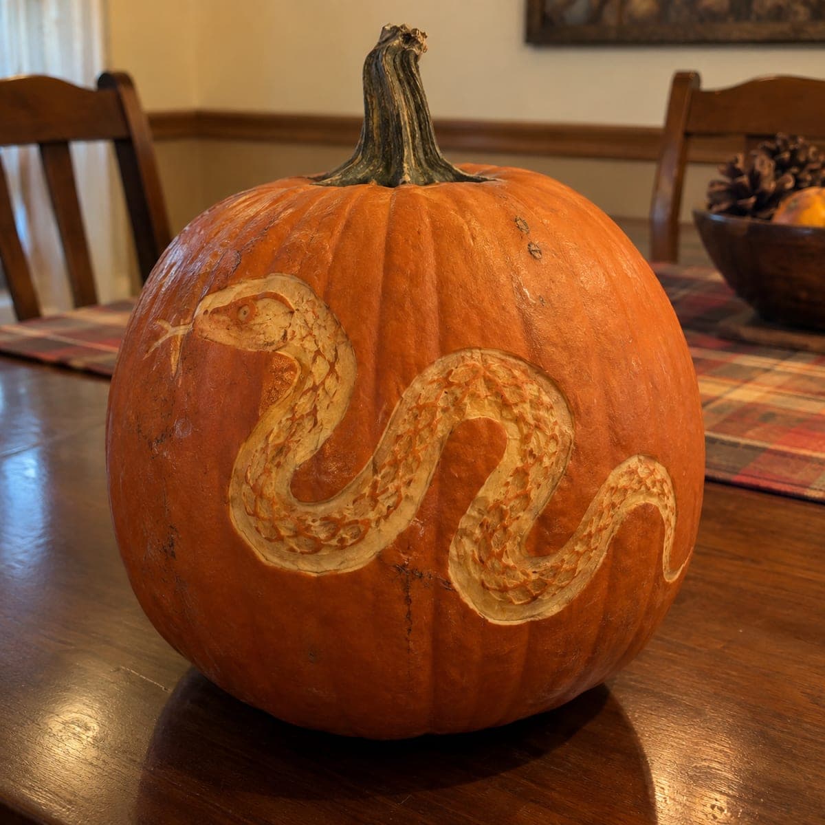 Coiled Snake Shading Pumpkin Carving Idea
