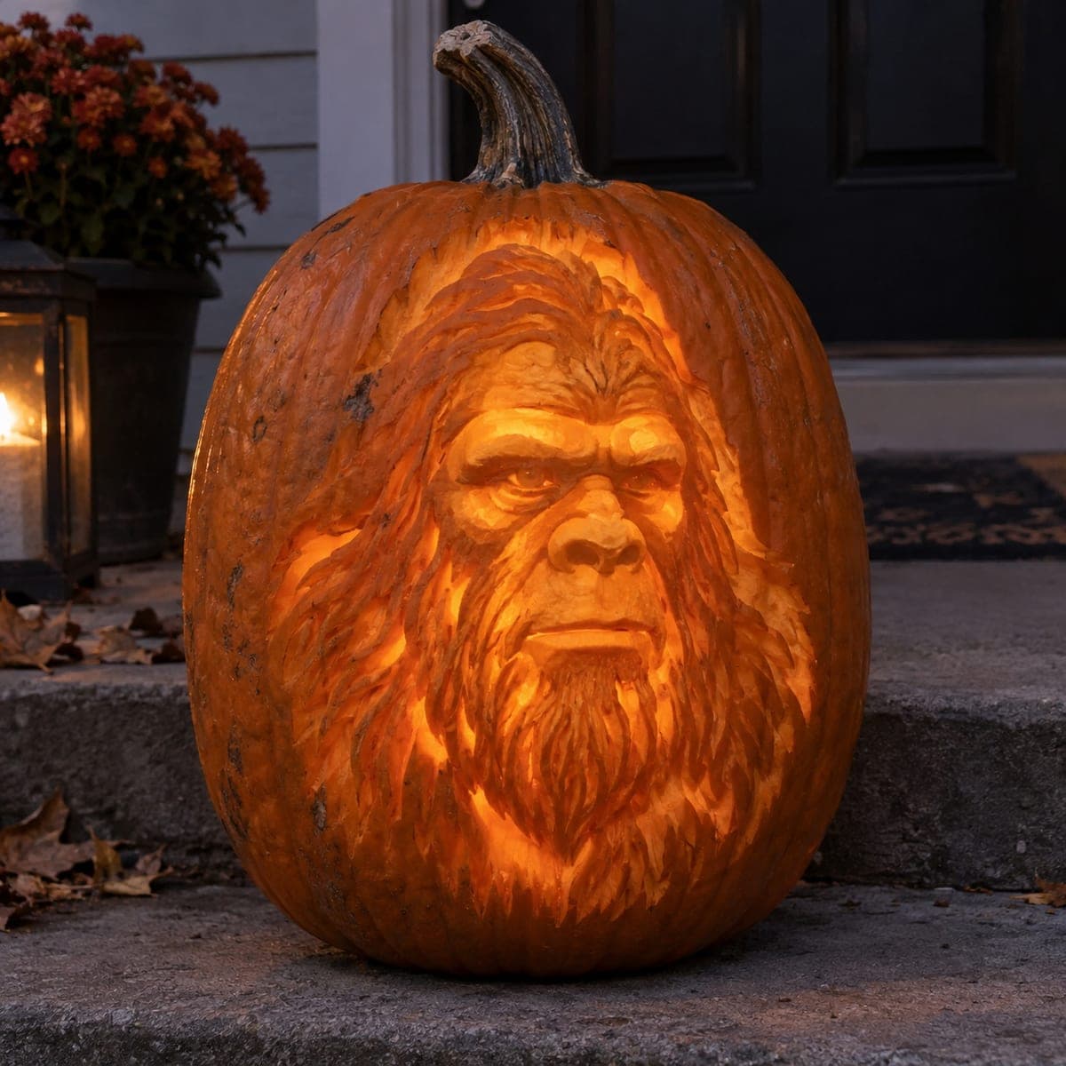 Bigfoot Portrait Shaded Jack-O-Lantern