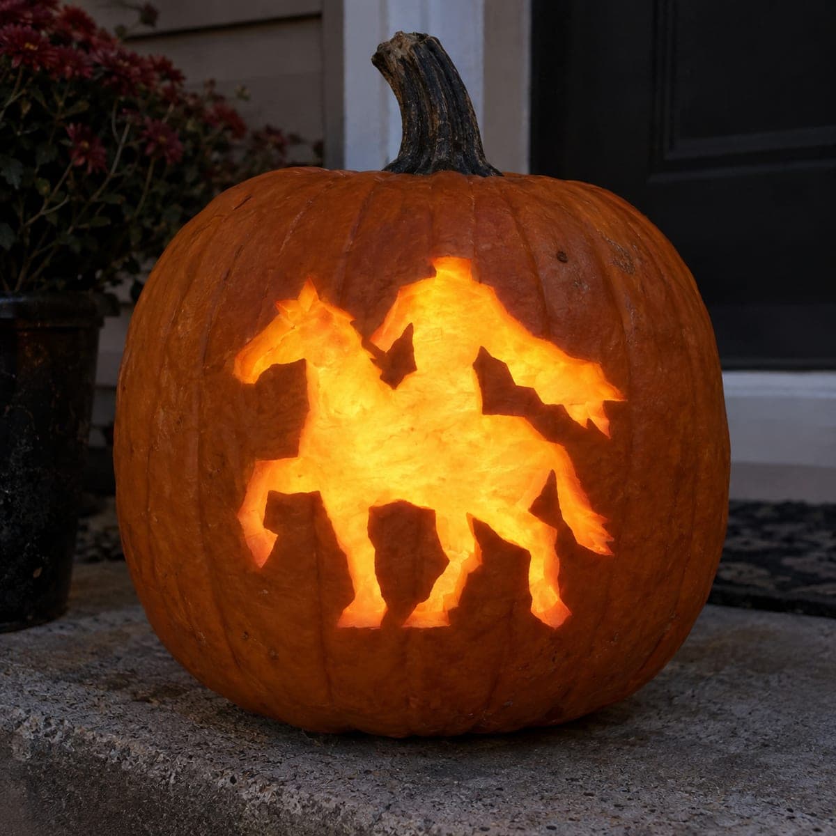 Galloping Horse Cutout Jack-O-Lantern Glow