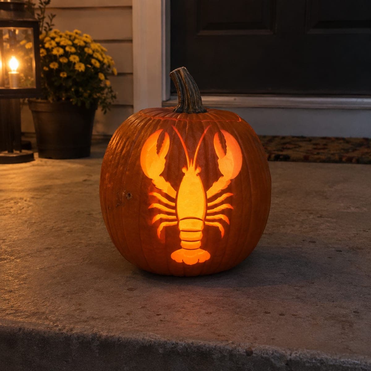 Glowing Lobster Cutout Pumpkin Carving Idea